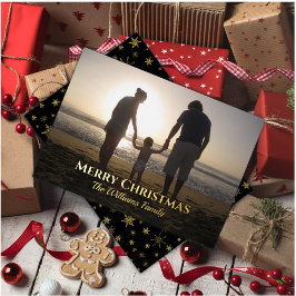 Elegante kerst naam foto aangepaste sneeuwvlok folie feestdagenkaart