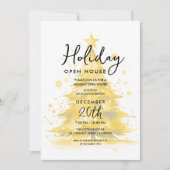 Elegante Kerst Open Huis Goud Handgeschilderde Boo Kaart (Voorkant)