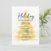 Elegante Kerst Open Huis Goud Handgeschilderde Boo Kaart (Staand voorkant)