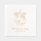 Elegante Kerst Ornament Gouden Folie Servetten (Voorkant)