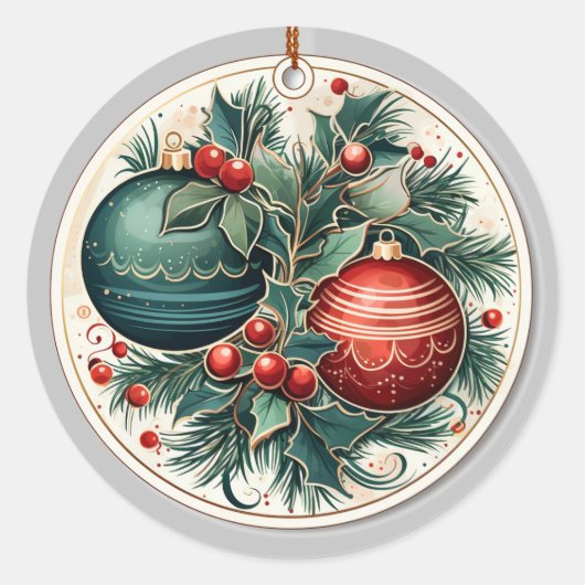 Elegante kerst ornament groeten Sticker (Voorkant)