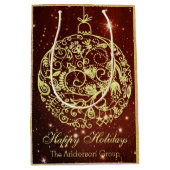 Elegante Kerst Ornament in Goud voor Zakelijk Gebr Medium Cadeauzakje (Voorkant)