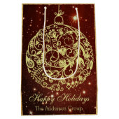 Elegante Kerst Ornament in Goud voor Zakelijk Gebr Medium Cadeauzakje (Achterkant)