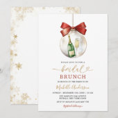 Elegante Kerst Ornament Prosecco Bruids Brunch Kaart (Voorkant / Achterkant)