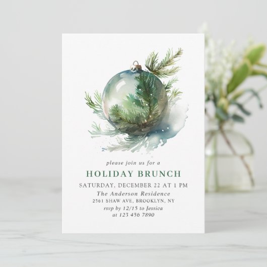 Elegante kerst Ornament VAKANTIE BRUNCH Kaart (Staand voorkant)