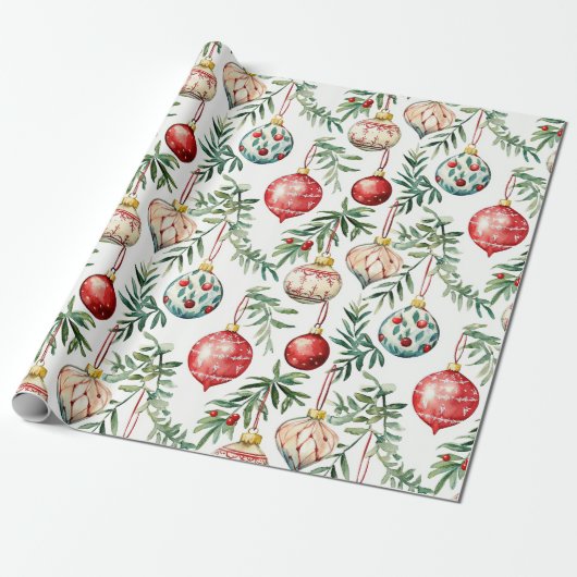 Elegante kerst  Ornamenten Cadeaupapier (Uitgerold)