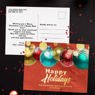 Elegante kerst ornamenten en verlichting Business Folie Feestdagen Briefkaart