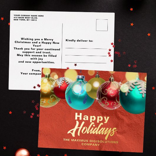 Elegante kerst ornamenten en verlichting Business Folie Feestdagen Briefkaart