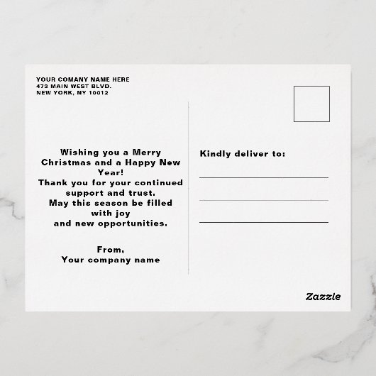 Elegante kerst ornamenten en verlichting Business Folie Feestdagen Briefkaart (Achterkant)