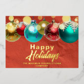 Elegante kerst ornamenten en verlichting Business Folie Feestdagenkaart (Voorkant)