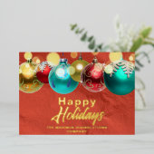 Elegante kerst ornamenten en verlichting Business Folie Feestdagenkaart (Staand Voorkant)