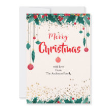 Elegante Kerst Ornamenten Familie Kaart