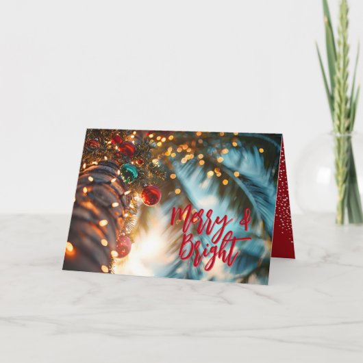 Elegante Kerst Palmboom Vakantie Kaart (Voorkant)