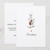 Elegante kerst Pinecone & Holly Kaart (Voorkant / Achterkant)
