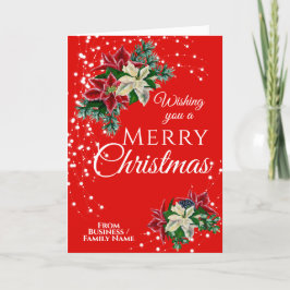 Elegante Kerst Poinsettia Bloem Rode Bloemen Feestdagen Kaart