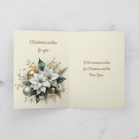Elegante Kerst Poinsettia Bloem Vakantie  Kaart (Binnen)