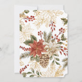 Elegante kerst poinsettia bloemenbruiloft kaart (Achterkant)