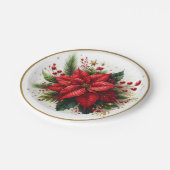 Elegante Kerst Poinsettia Bloemenpapier Bord (Gekanteld)