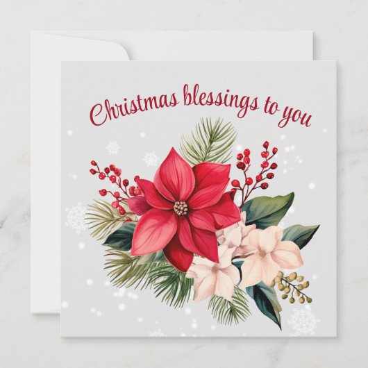 Elegante kerst poinsettia bloemenvakantie kaart (Voorkant)
