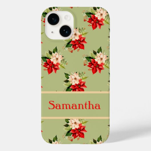 Elegante kerst poinsettia botanische bloem Case-Mate iPhone case (Achterkant)