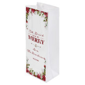 Elegante Kerst Poinsettia Eet, Drink & Wees Vrolij Wijn Cadeautas (Achterkant Gekanteld)