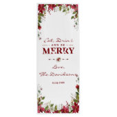 Elegante Kerst Poinsettia Eet, Drink & Wees Vrolij Wijn Cadeautas (Achterkant)