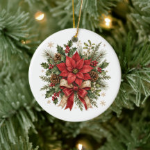 Elegante Kerst Poinsettia Hulst Dennentak