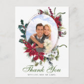 Elegante kerst Poinsettia Lijst foto dank u Briefkaart (Voorkant)