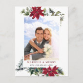 Elegante Kerst Poinsettia Lijst Foto Groet Briefkaart (Voorkant)