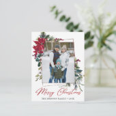 Elegante Kerst Poinsettia Lijst Foto Groet Briefkaart (Staand voorkant)