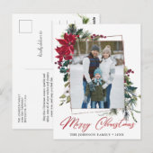Elegante Kerst Poinsettia Lijst Foto Groet Briefkaart (Voorkant / Achterkant)