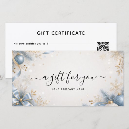 Elegante Kerst QR-code cadeaubon (Voorkant / Achterkant)