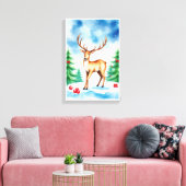 Elegante Kerst Reindeer  Canvas Afdruk (Insitu (Woonkamer))