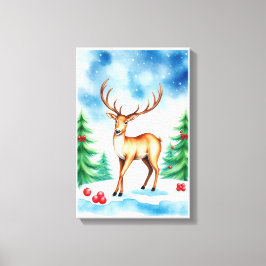 Elegante Kerst Reindeer Canvas Afdruk