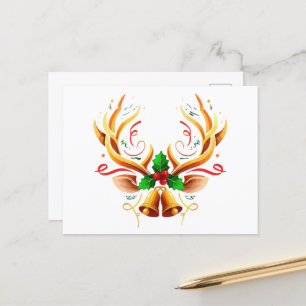 Elegante Kerst Reindeer Geweien   Moderne Kerstmis Briefkaart