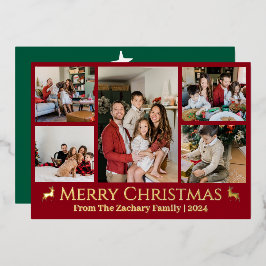 Elegante kerst rendier familie foto collage folie feestdagenkaart