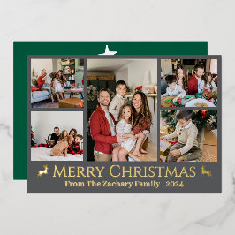 Elegante kerst rendier familie foto collage folie feestdagenkaart