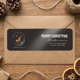 Elegante kerst-rendieren zwarte retouradres etiket