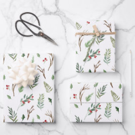 Elegante kerst rode bessen botanische Waterverf Inpakpapier Vel