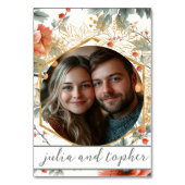 Elegante Kerst Rode Bloemige Bruiloft Kaart (Achterkant)