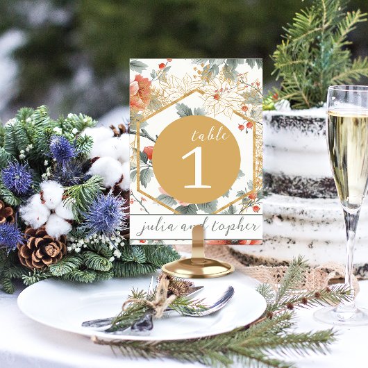 Elegante Kerst Rode Bloemige Bruiloft Kaart