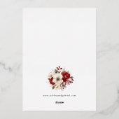 Elegante Kerst Rode Damast Bloemen Folie Uitnodiging (Achterkant)