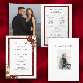 Elegante Kerst Rode Damast Bloemen Programma