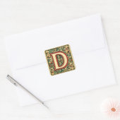 Elegante kerst rode letter 'd' vierkante sticker (Envelop)