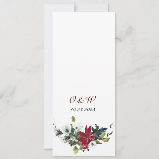 Elegante Kerst Rode Poinsettia Wedding Menu Kaart (Achterkant)