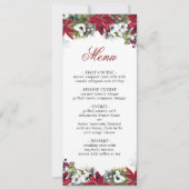Elegante Kerst Rode Poinsettia Wedding Menu Kaart (Voorkant)