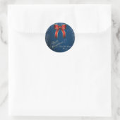 Elegante Kerst Rode Strik Ronde Sticker (Tas)
