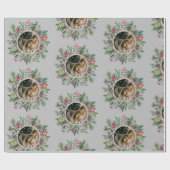 Elegante Kerst Ronde Lijst Foto Zilver Cadeaupapier (Vlak)