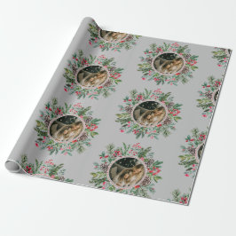 Elegante Kerst Ronde Lijst Foto Zilver Cadeaupapier