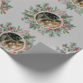 Elegante Kerst Ronde Lijst Foto Zilver Cadeaupapier (Hoek)